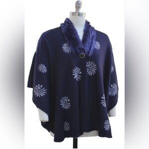 Jon & Anna Navy Blue Cape/ W faux Fur Collar